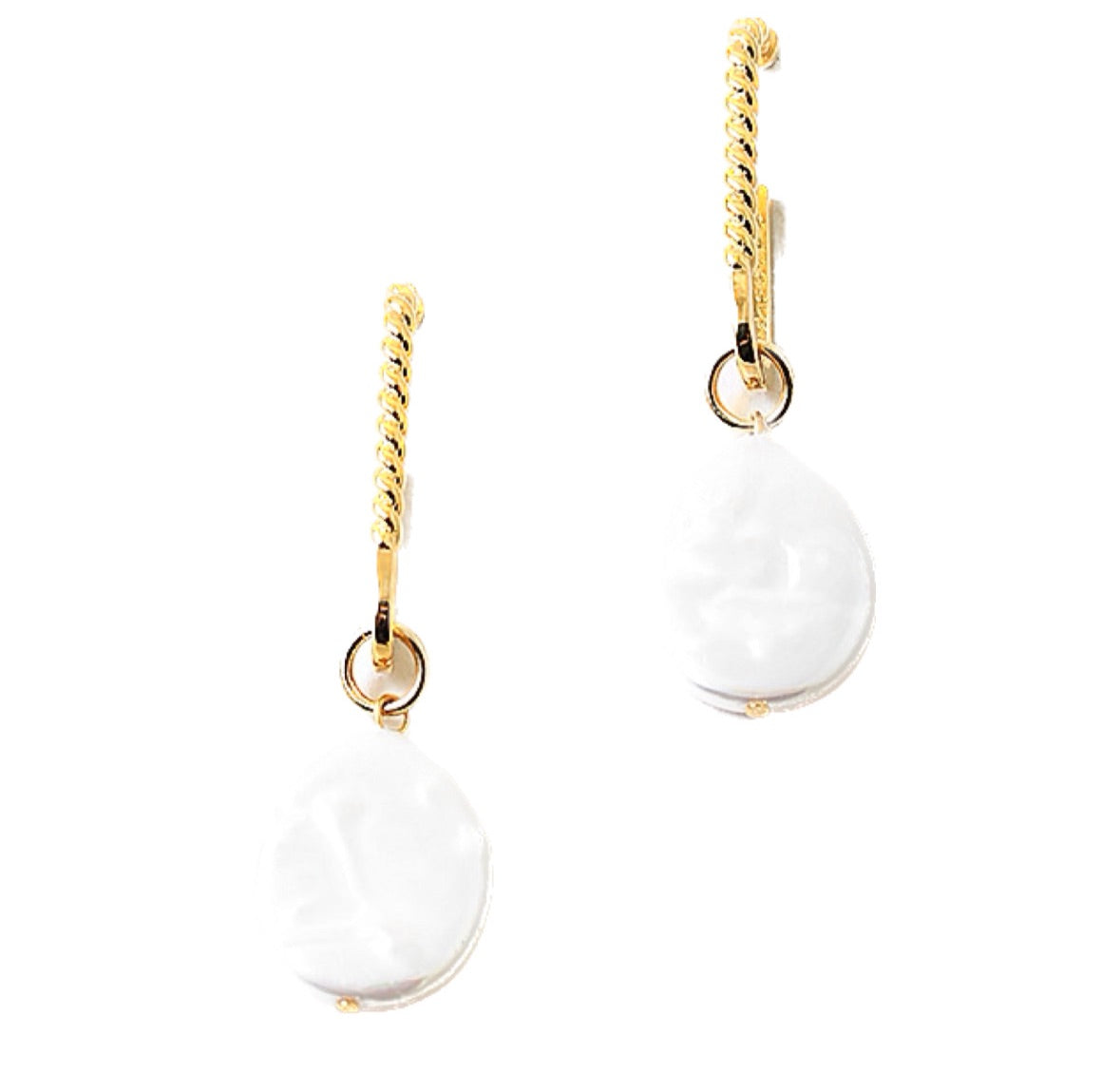 BITZ PEARL FRESHWATER CHAIN LINK EARRING
