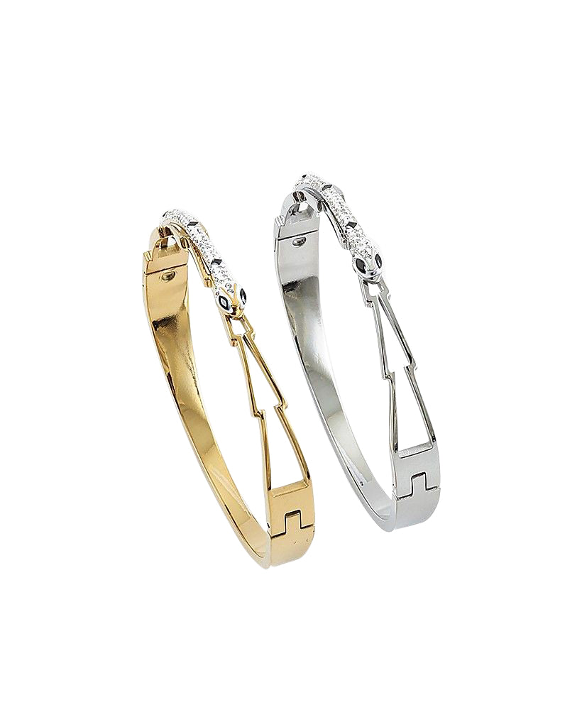 BITZ SNAKE CZ BRACELET BANGLE - GOLD/SILVER
