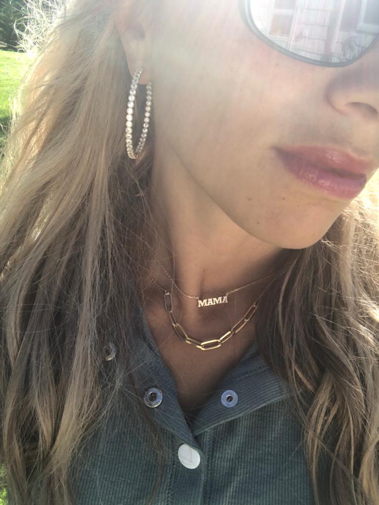 BITZ CZ HOOP EARRING 2" GOLD