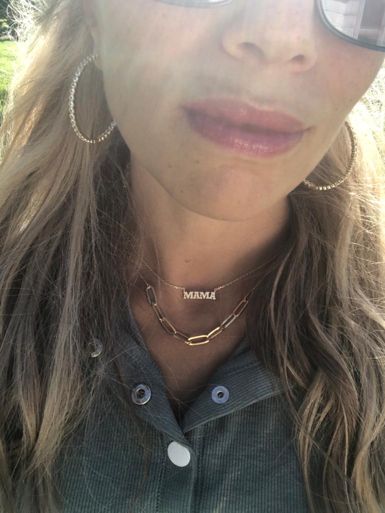 BITZ CZ HOOP EARRING 2" GOLD