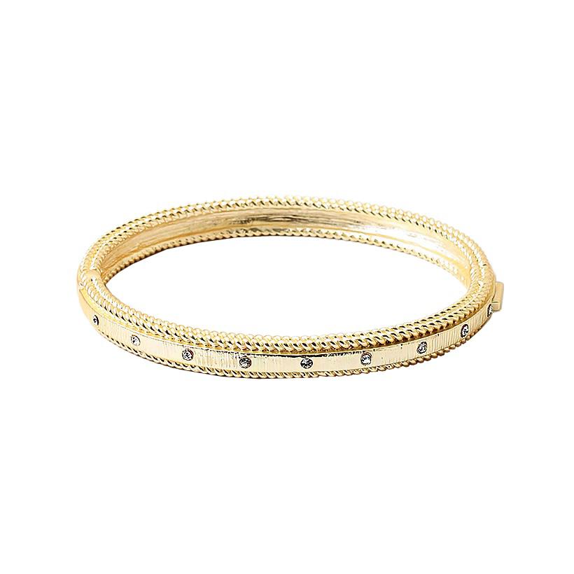 BITZ SATIN BRUSHED CZ N DOTTED BANGLE