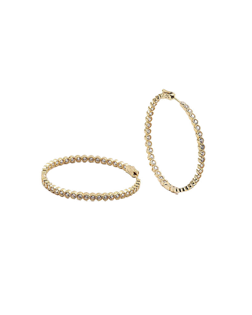 BITZ CZ HOOP EARRING 2" GOLD