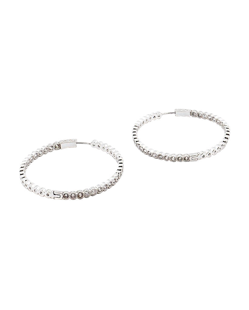 BITZ CZ HOOP EARRING 2" GOLD