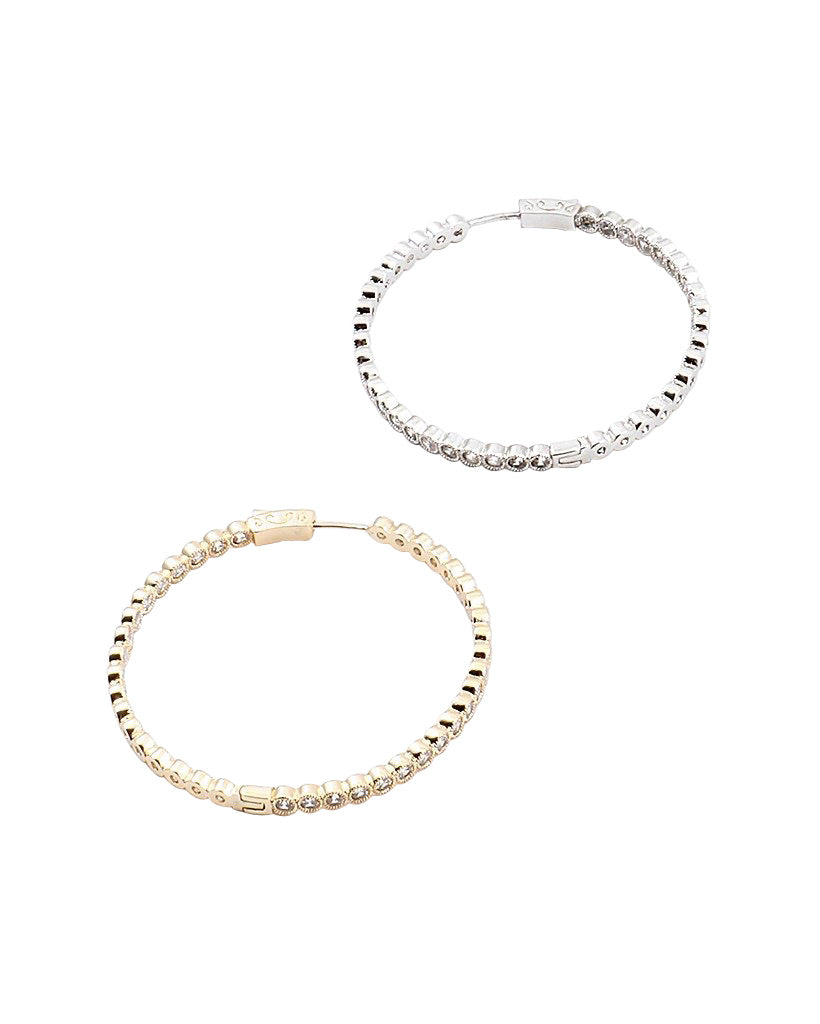 BITZ CZ HOOP EARRING 2" GOLD