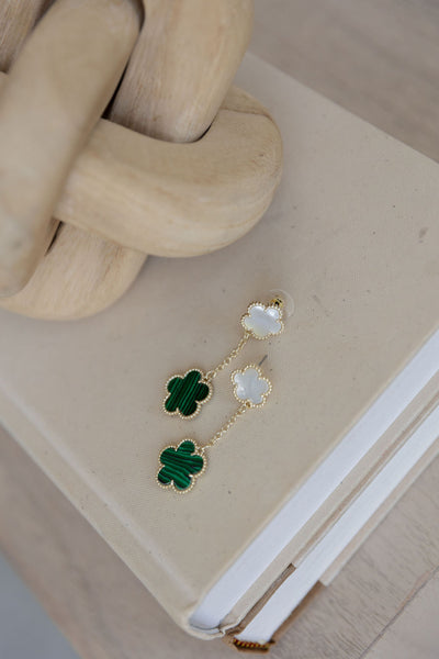 Emerald Clover Charm Earrings