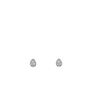BITZ CZ Pave Teardrop Shape Stud Earrings - 925 Sterling Post and CZ