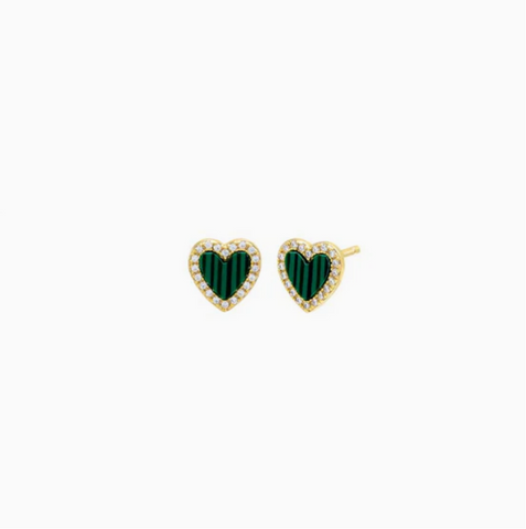 Ahava Colored Stone Pave heart stud earring