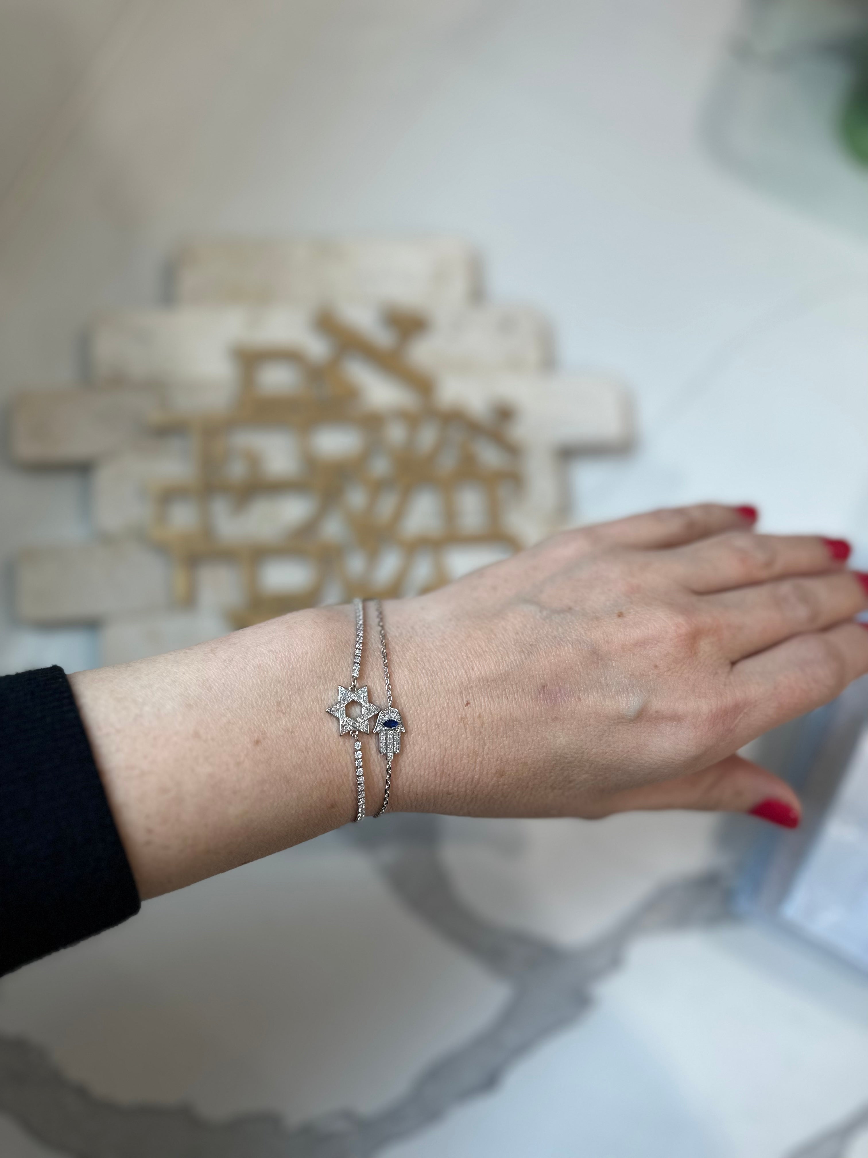 BITZ STAR OF DAVID BRACELET - GOLD OR SILVER