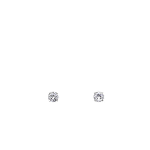 BITZ 6mm Round Four Prong CZ Stud Earrings - 925 Sterling Post and cz