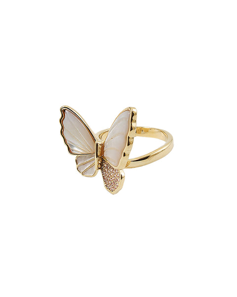 BITZ BUTTERFLY N MOTHER PEARL BUTTERFLY RING