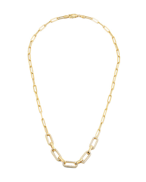 BITZ CZ  PAPERCLIP LINK CHAIN NECKLACE