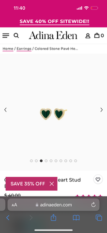 Ahava Colored Stone Pave heart stud earring