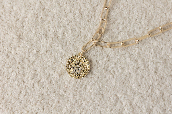 Hamsa Vibe Check Coin Necklace