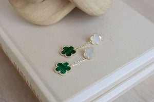 Emerald Clover Charm Earrings