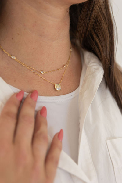 BITZ DELICATE LAYERING CZ DISC NECKLACE