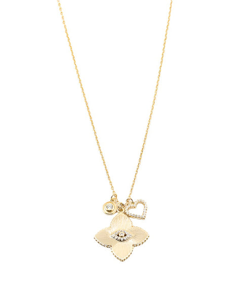 Lena Clover Trio Charm Pendant Necklace