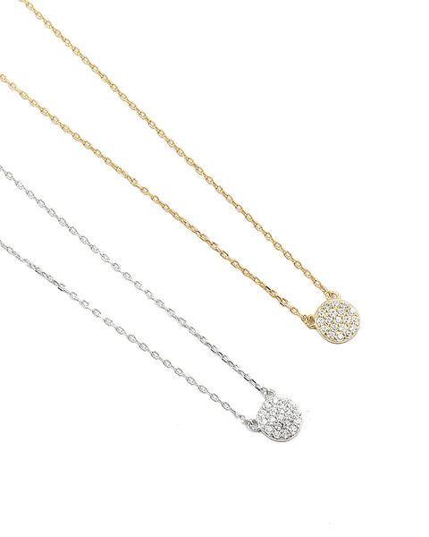 BITZ DELICATE LAYERING CZ DISC NECKLACE