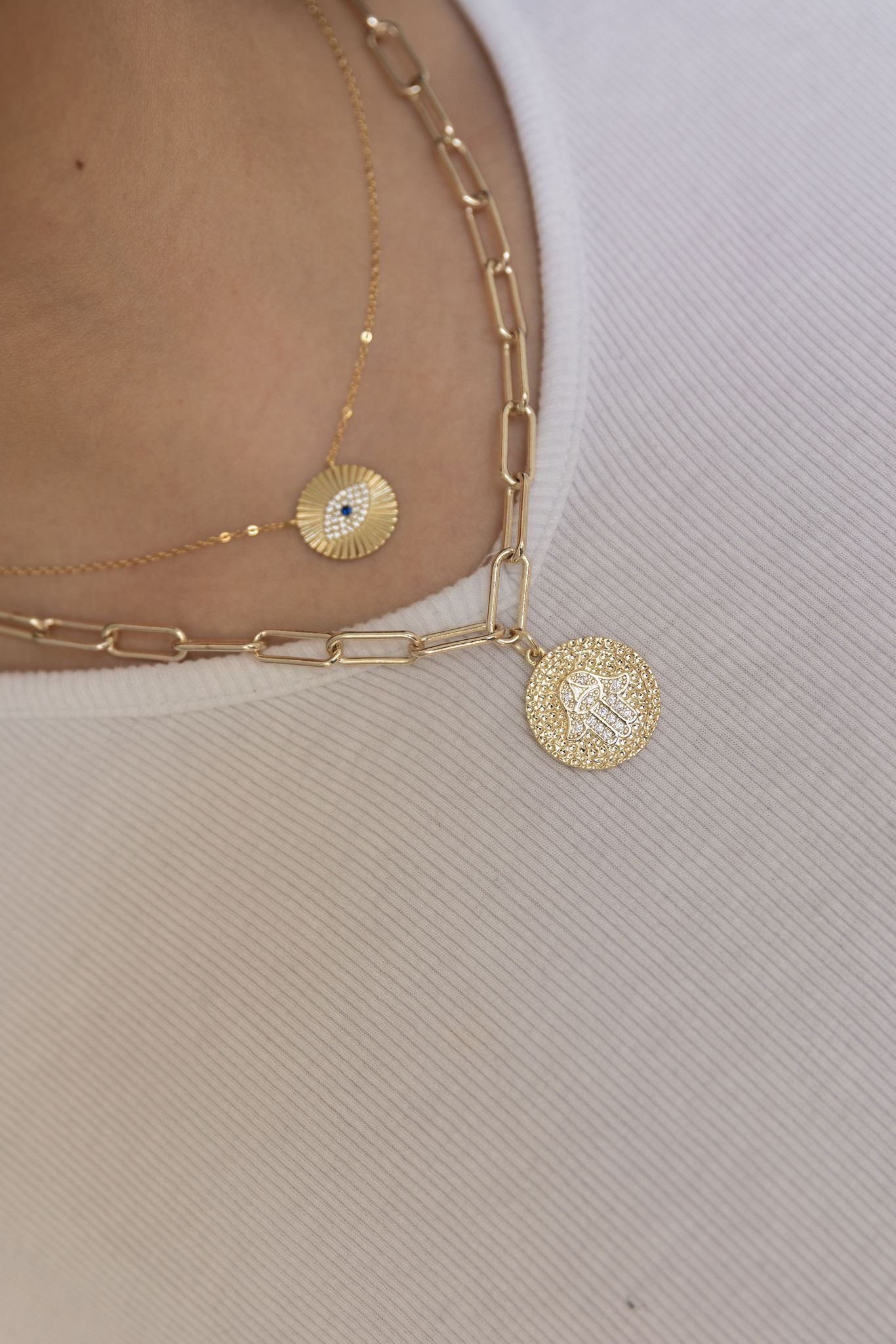 Hamsa Coin Necklace