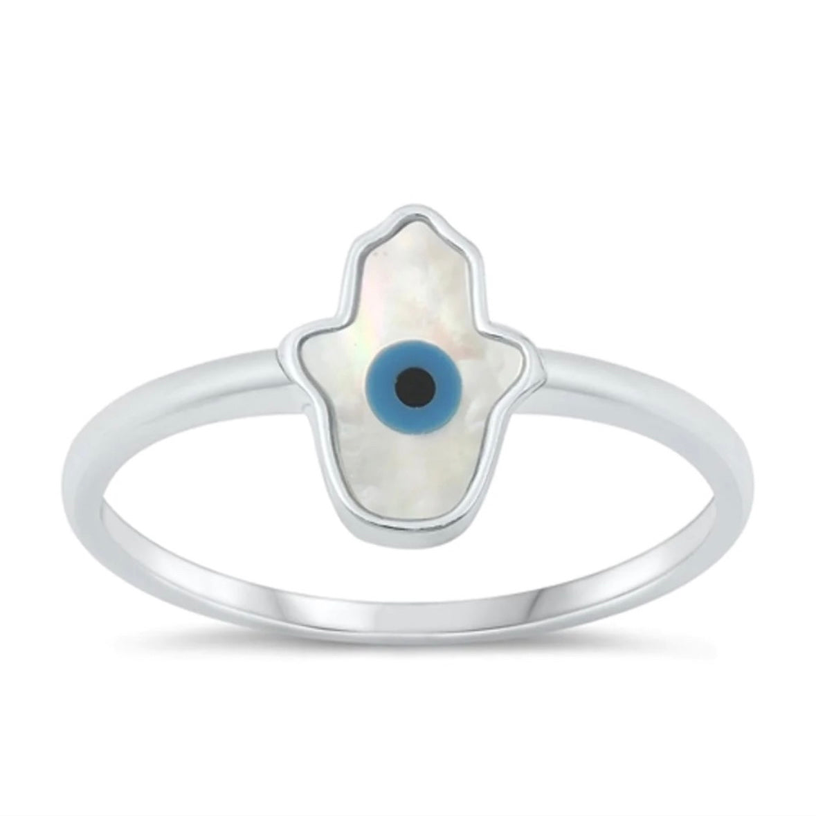 Hamsa Ring - 925 mother Pearl