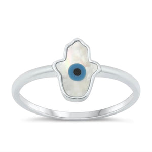 BITZ HAMSA HAND RING - 925 MOTHER PEARL