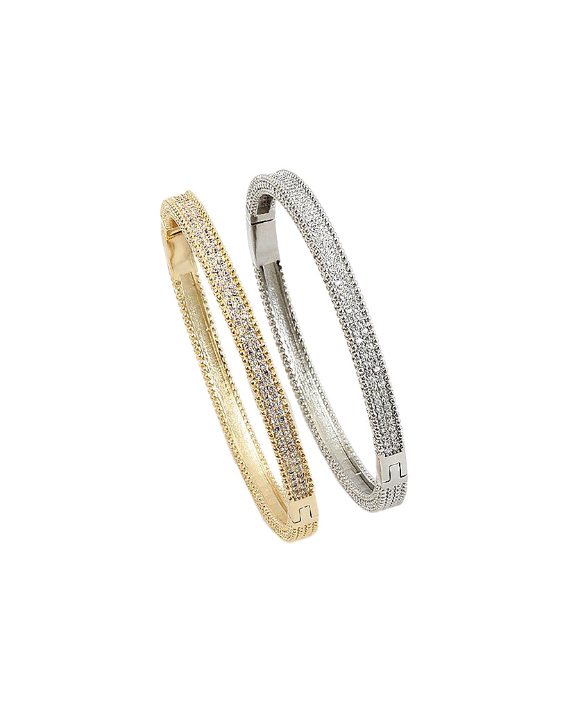 BITZ CRUSHED CZ BANGLE BRACELET - GOLD/SILVER