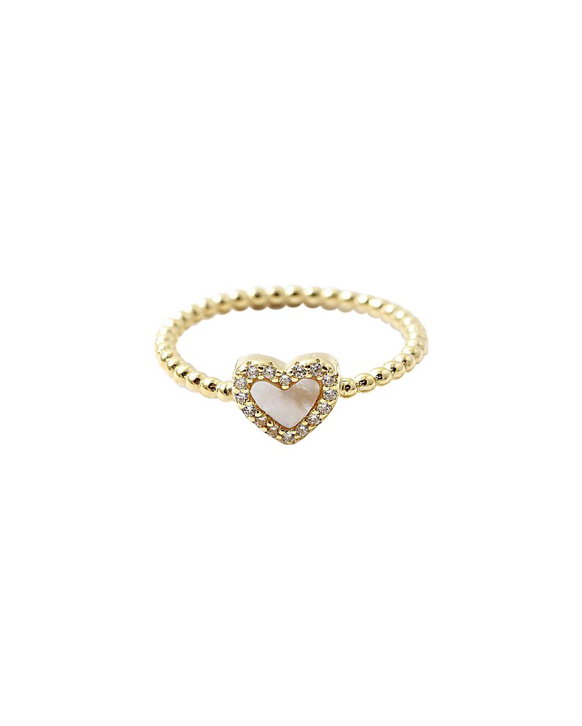 BITZ DAINTY HEART RING MOTHER OF PEARL