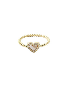 BITZ DAINTY HEART RING MOTHER OF PEARL