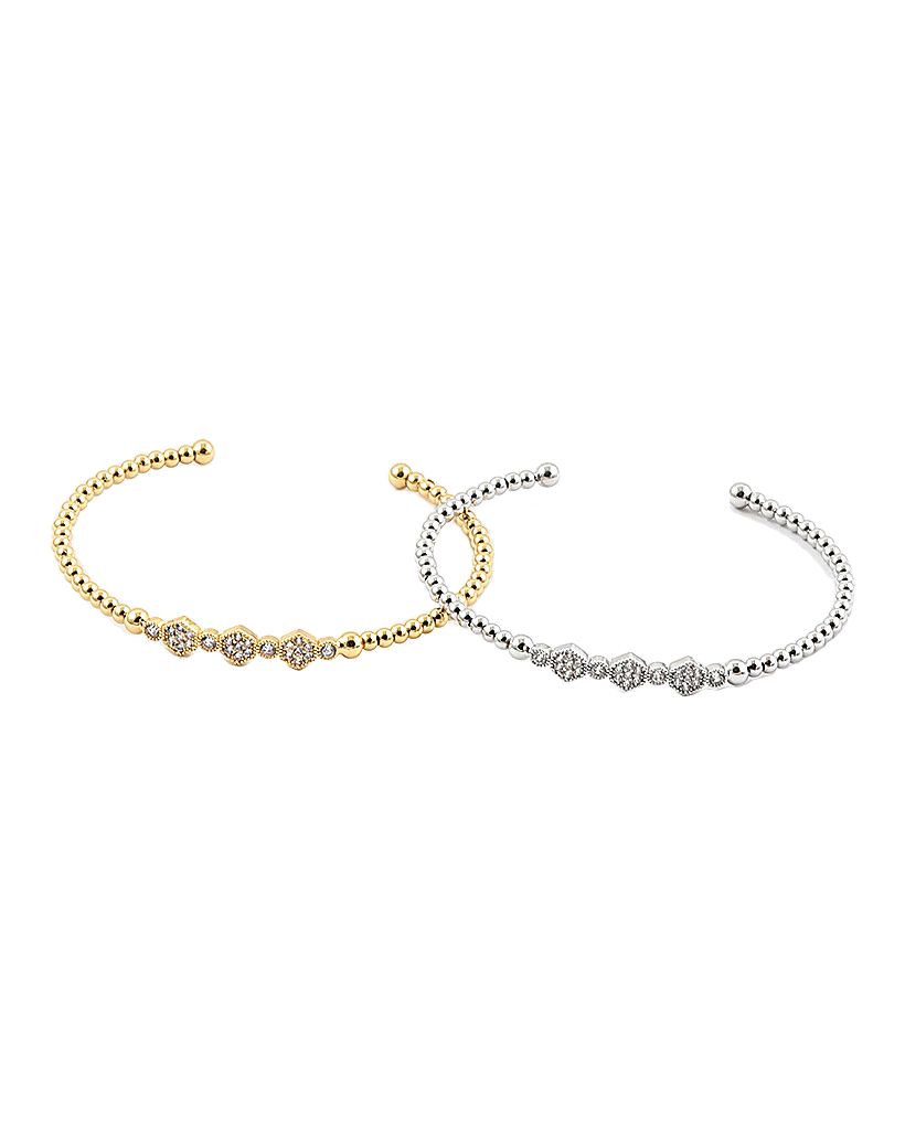 BITZ CZ HEX BALL BRACELET GOLD AND SILVER