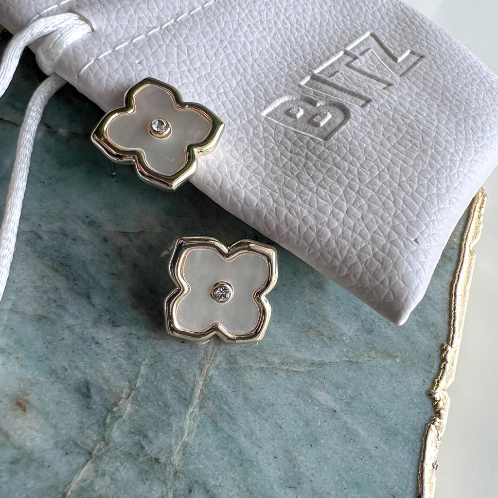 BITZ NEW MOTHER OF PEARL CLOVER STUD EARRING