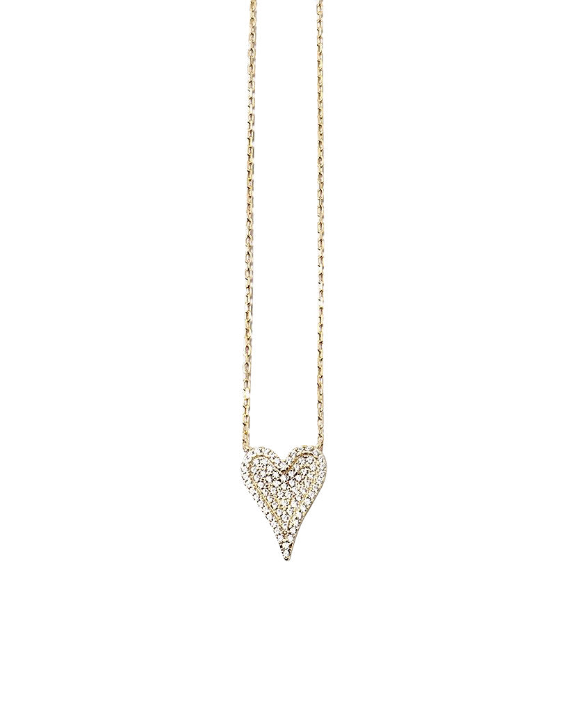 BITZ LOVE HEART NECKLACE CZ - GOLD OR SILVER - LIMITED EDITION