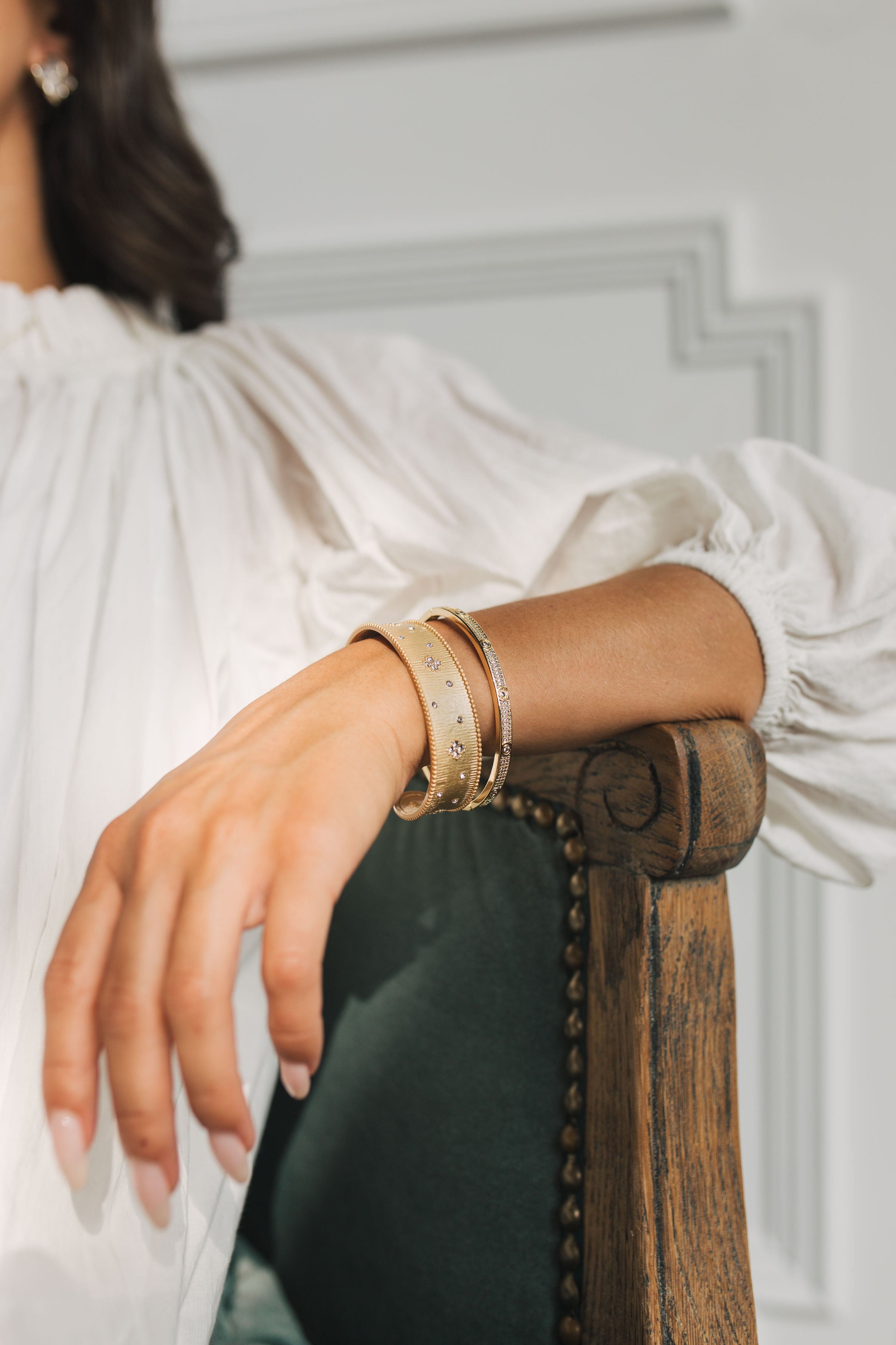 BITZ SATIN BRUSHED GOLD CLOVER CUFF BRACELET- 3 color options