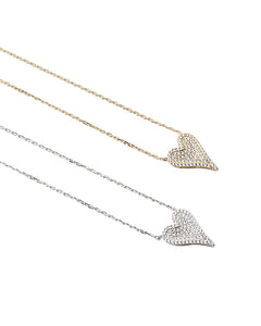 BITZ LOVE HEART NECKLACE CZ - GOLD OR SILVER - LIMITED EDITION