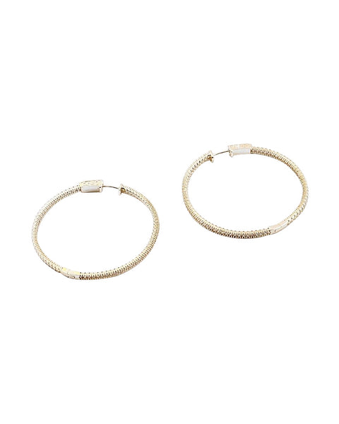 BITZ PAVE CZ HOOP EARRING 2 SIZES - GOLD OR SILVER OPTION