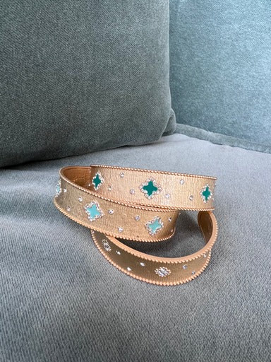 BITZ SATIN BRUSHED GOLD CLOVER CUFF BRACELET- 3 color options