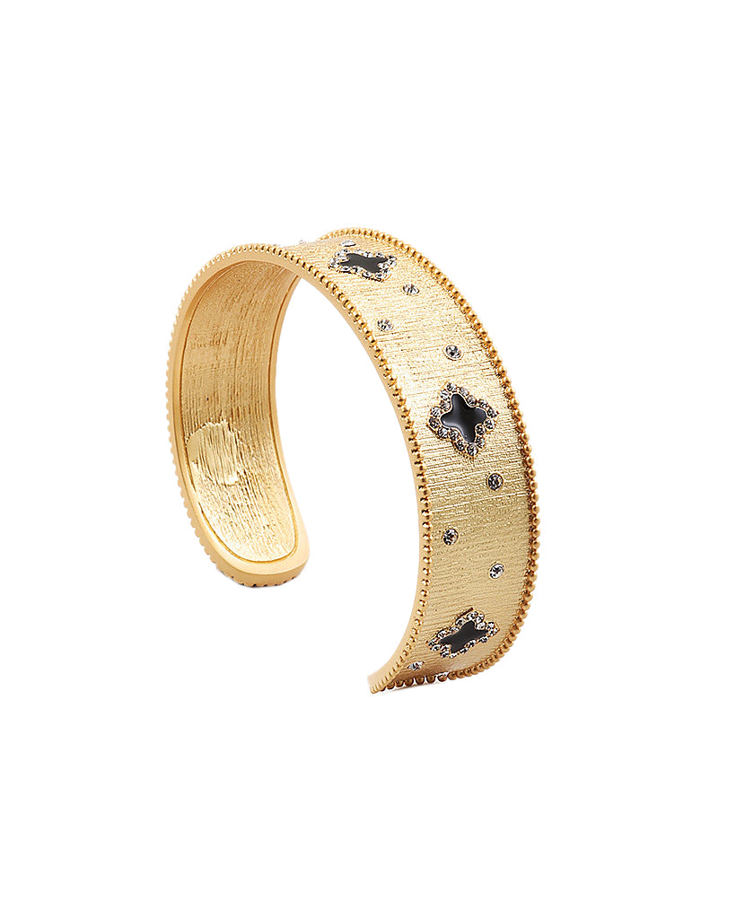 BITZ SATIN BRUSHED GOLD CLOVER CUFF BRACELET- 3 color options