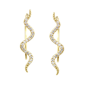 BITZ CZ Pave Snake Ear Crawlers Earrings - two color options