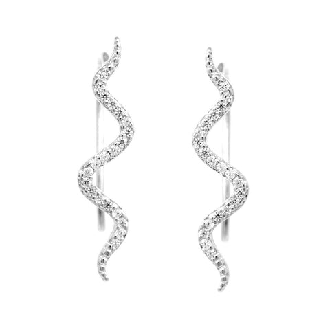 BITZ CZ Pave Snake Ear Crawlers Earrings - two color options