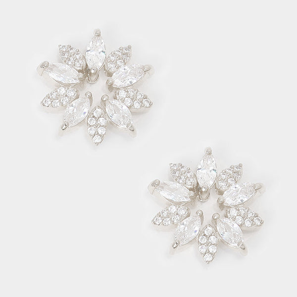 BITZ CRYSTAL N CZ FLOWER STUD EARRINGS PAVE
