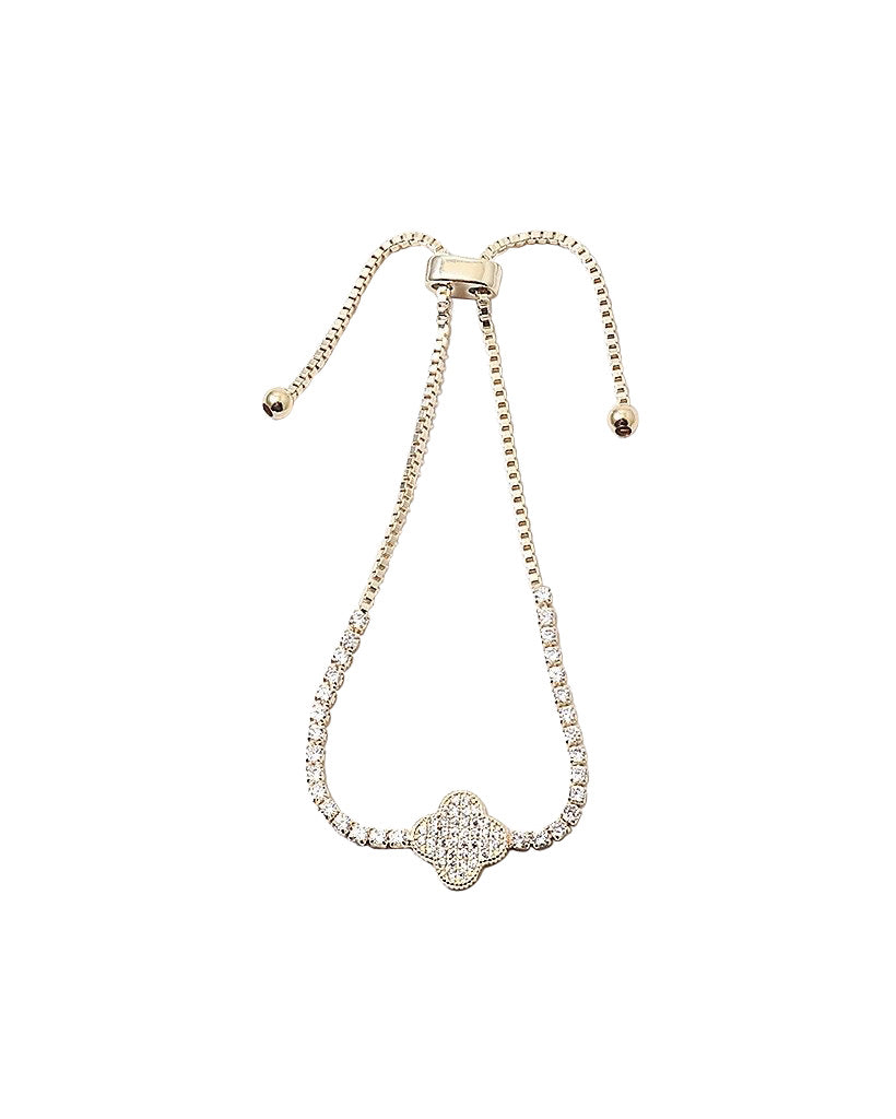 BITZ CZ PAVE CLOVER STRING BRACELET