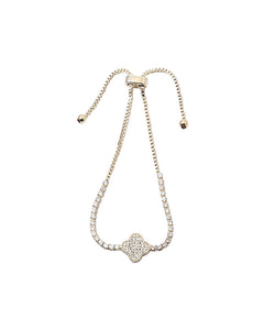 BITZ CZ PAVE CLOVER STRING BRACELET