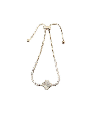 BITZ CZ PAVE CLOVER STRING BRACELET