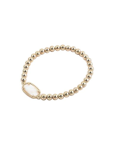 BITZ GOLD BALL N CZ STACKING BRACELET - MOTHER OF PEARL